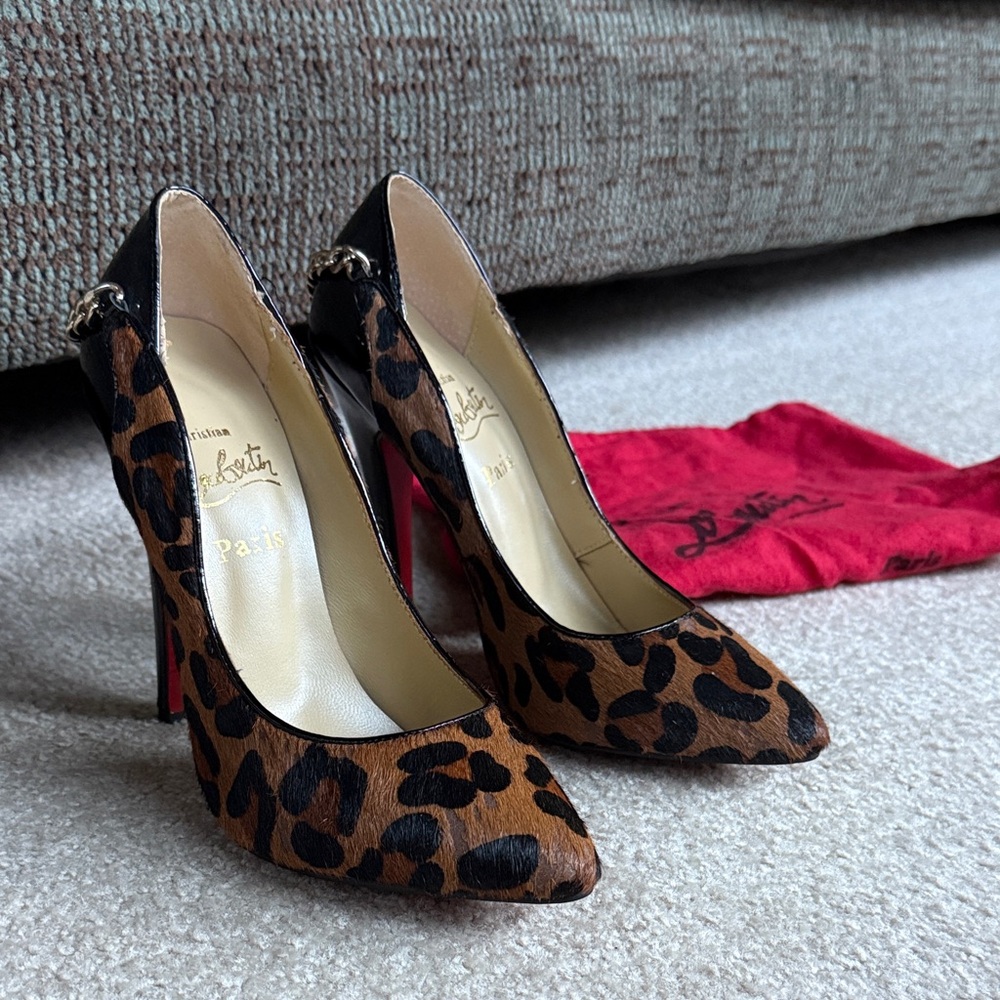 Christian Louboutin Brown and Black Leopard Heels EU 38 size 8